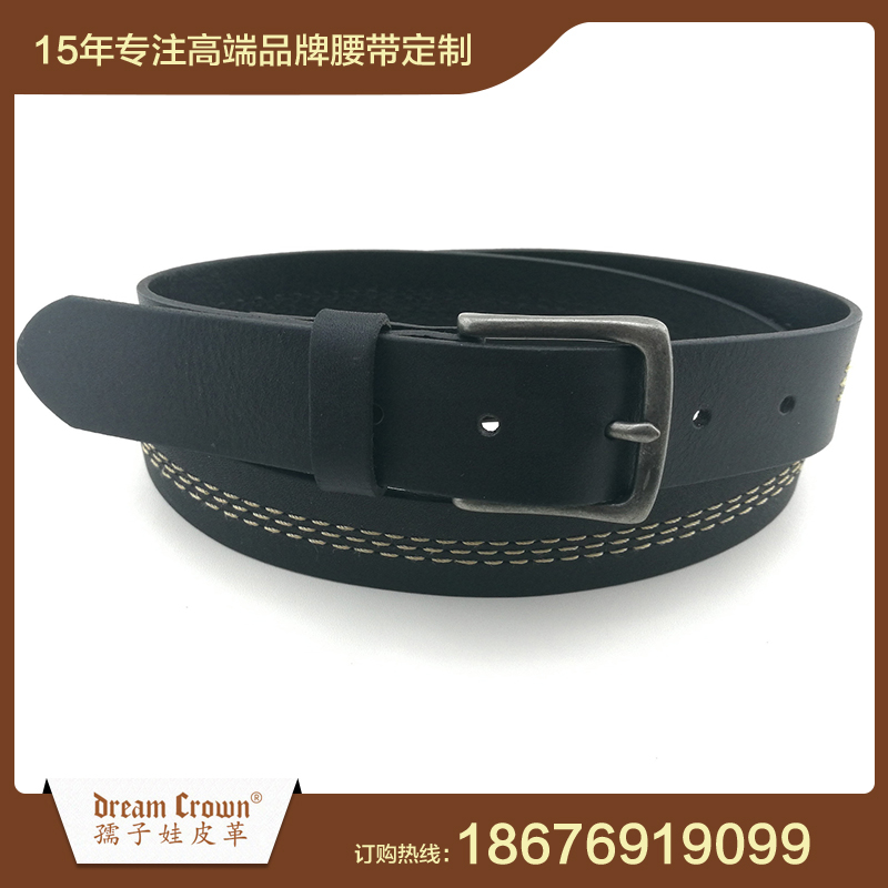 針扣車線進口牛皮腰帶